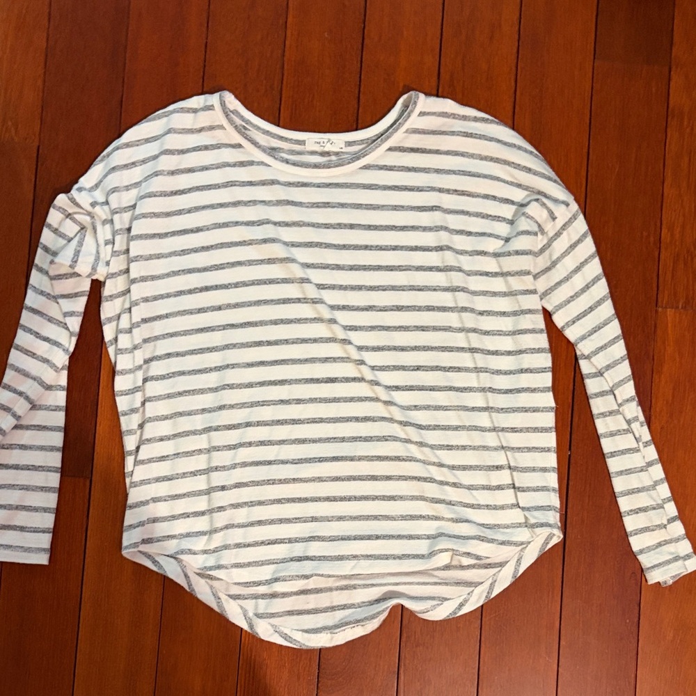 rag & bone White Tee with Light Gray Stripes - Picture 1 of 6